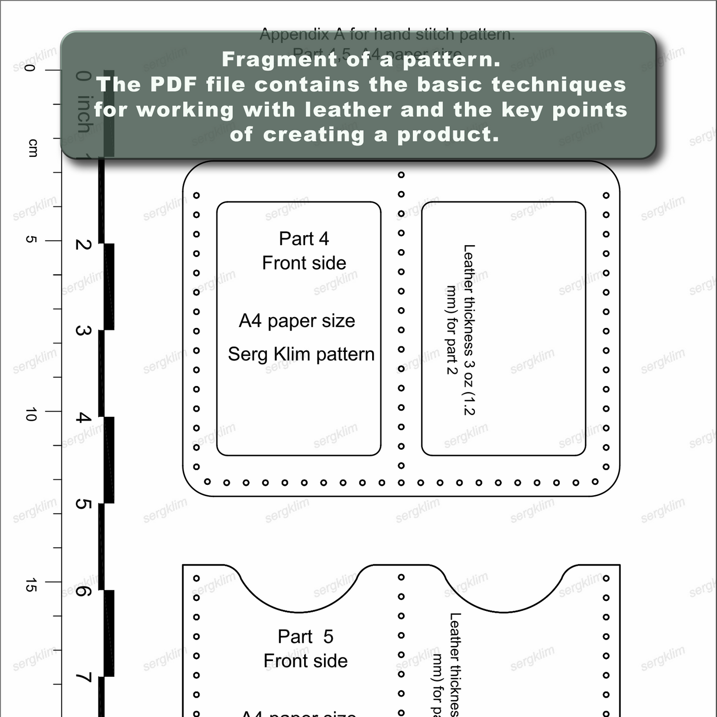 Leather Cover Pattern #11 - Hand-Stitched Leather Cover pattern - Pdf Download