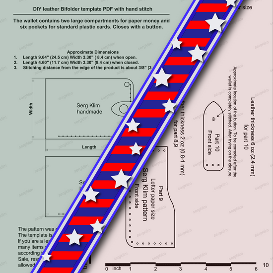 Leather Wallet Pattern #2 - Leather DIY - Pdf Download - wallet