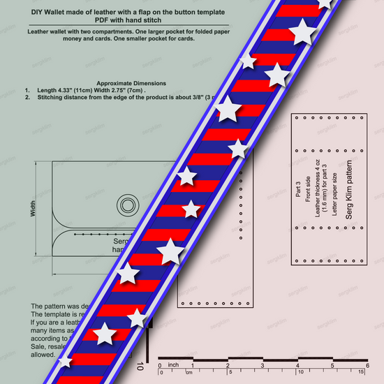 Leather Wallet Pattern #14- Leather DIY - Pdf Download - Leather wallet Pattern - wallet leather