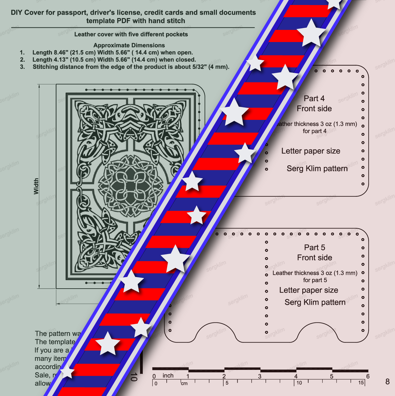 Leather Cover Pattern #20 - Leather DIY - Pdf Download - passport cover