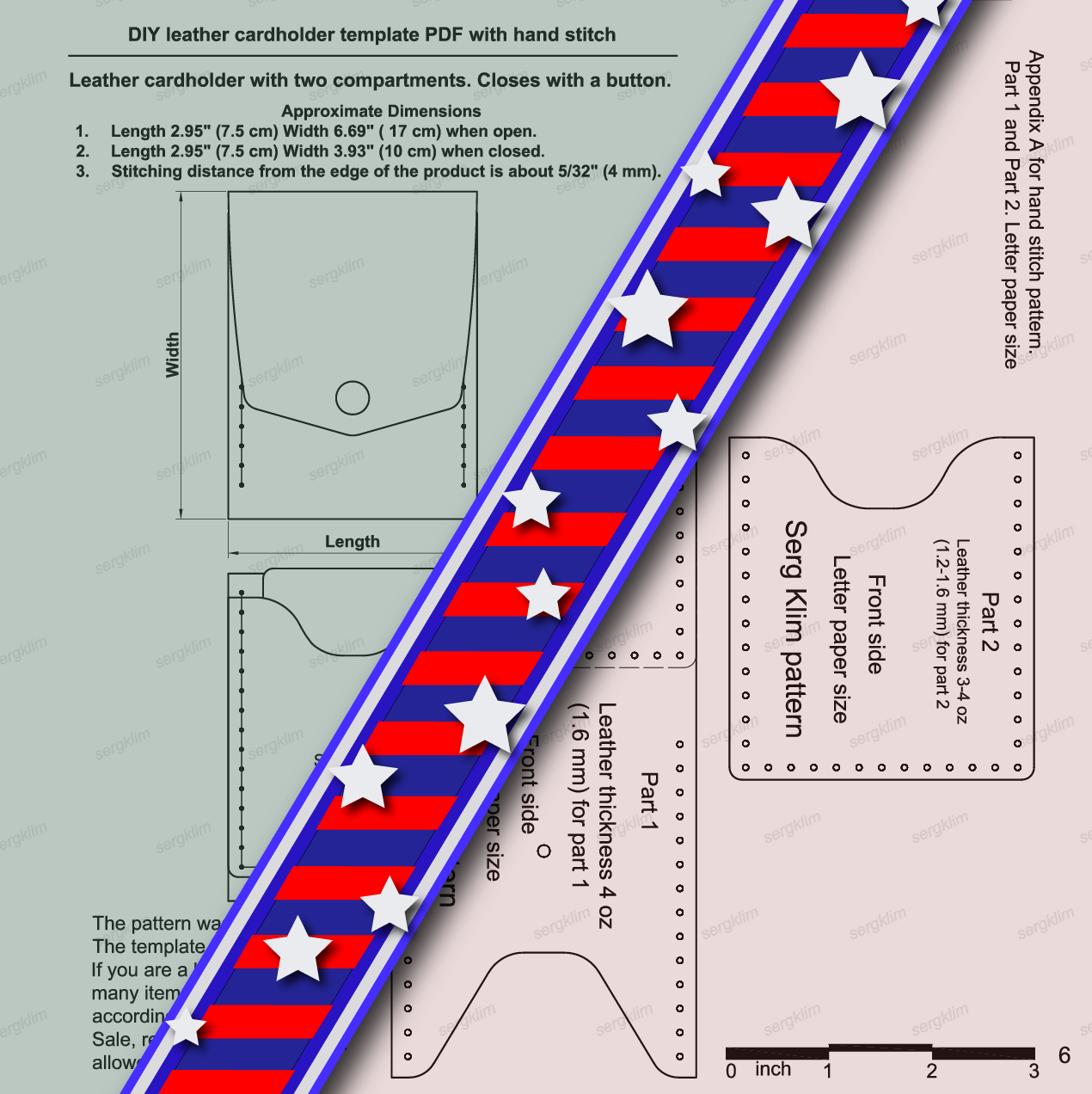 Cardholder Pattern #3- Leather DIY - Pdf Download  - wallet